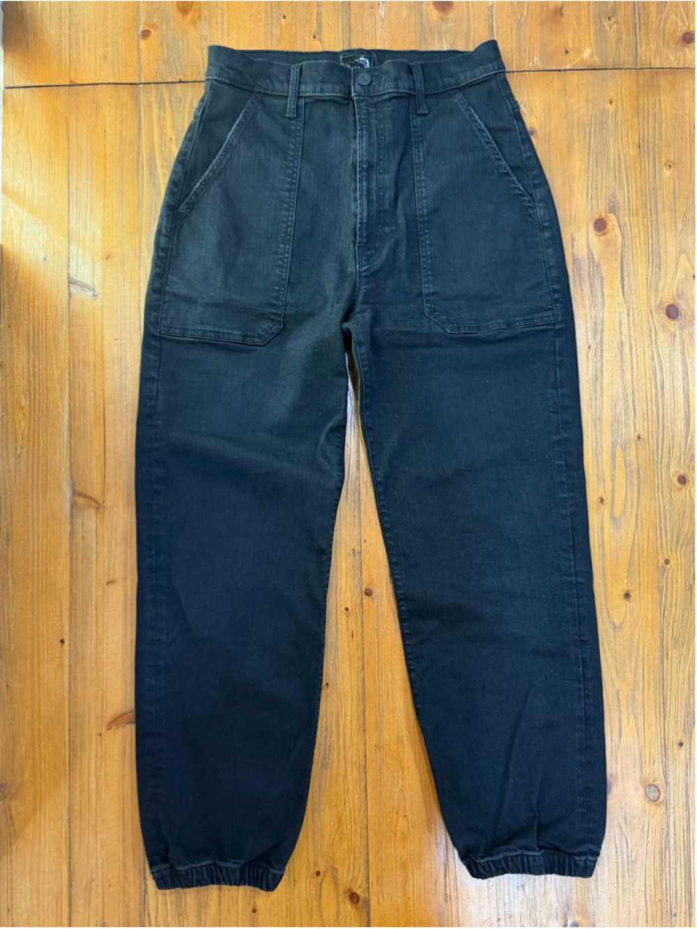MOTHER The Wrapper Patch Springy Ankle Black Cargo Jogger Jeans Size 29